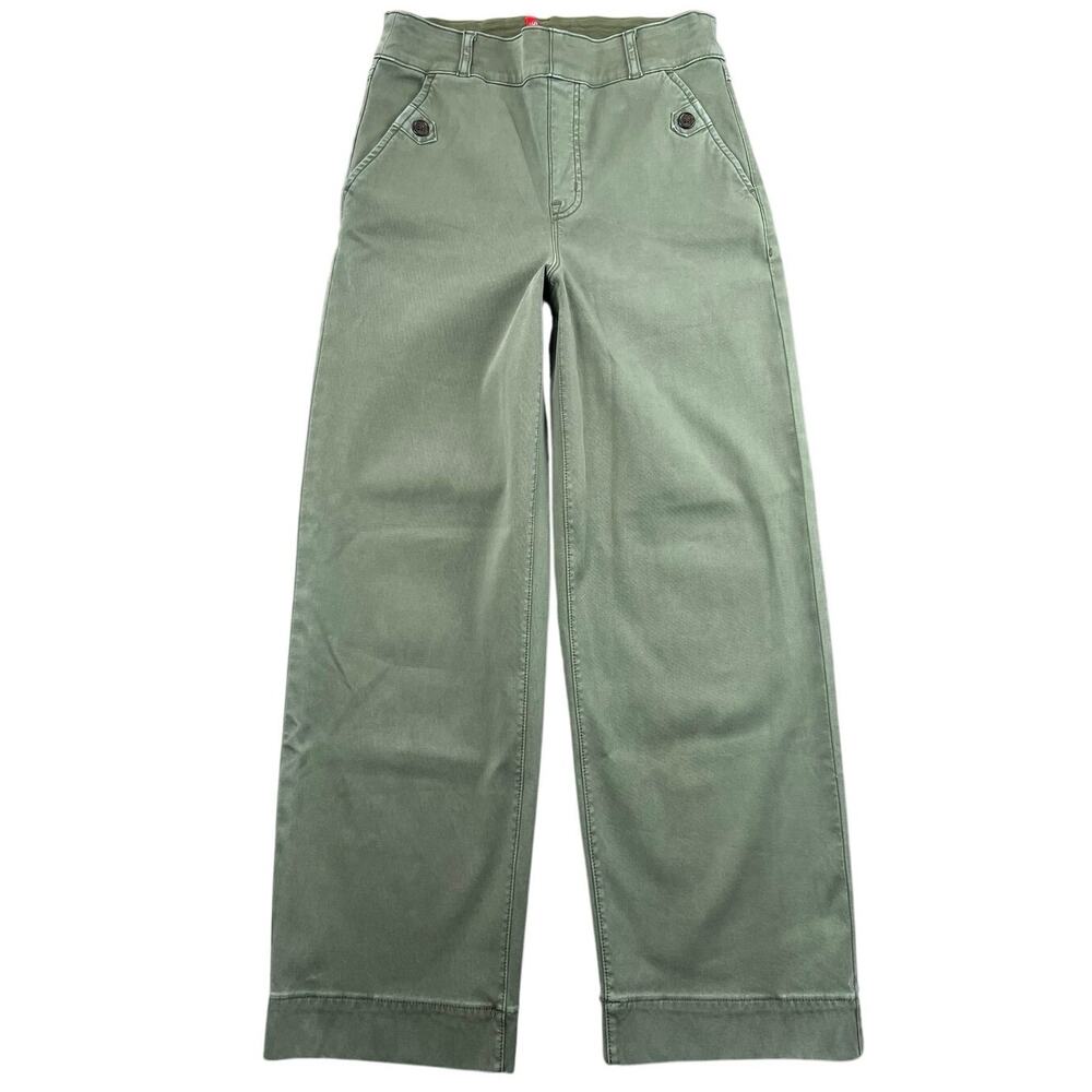 SPANX Cropped Wide Leg Utility Pants Sage Green Mid Rise Size S